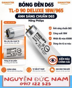 Bóng đèn D65 Philips TL-D 90 De Luxe 18W/965 cho tủ so màu